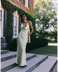 ASOS - Satin Scarf Cowl Neck Maxi Dress - Lyst