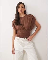 ASOS - Cinched Waist Top With Gathered Sleeve - Lyst