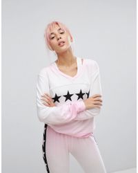 Wildfox Felpa da casa con scollo a V e stampa di stelle - Multicolore