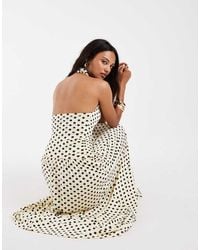 ASOS - Polka Dot High Neck Drop Waist Midi Dress - Lyst