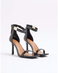 River Island - Patent Clasp Strap Heeled Sandals - Lyst