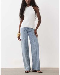 Mango - Teen Rechte Jeans Met Naad Aan De Voorkant - Lyst