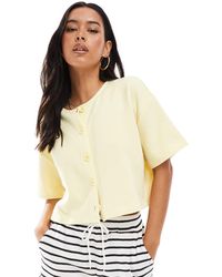Miss Selfridge - Ribbed Button Up Short Sleeve Cardigan Co Ord - Lyst