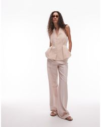 Mango - Pantalones Rosa Tenue De Pernera Ancha Con Costuras Delanteras De (Parte De Un Conjunto) - Lyst