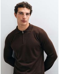 Brave Soul - Knitted 1/4 Zip Jumper With Polo Placket - Lyst