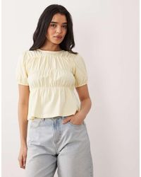 Miss Selfridge - Shirred Peplum Top - Lyst