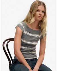 Superdry - Athletic - top à épaules dénudées et rayures - chiné - Lyst