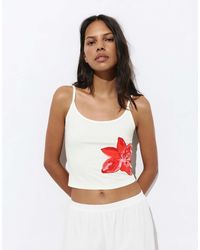 Pull&Bear - Top à bretelles avec imprimé fleur graphique - Lyst