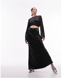 TOPSHOP - Co-ord Satin Bias Maxi Skirt With Wrap Waist - Lyst