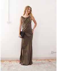 Weekday - Boat Neck Bias Cut Satin Maxi Dress - Lyst