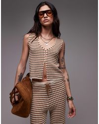 TOPSHOP - Knitted Check Pattern Waistcoat Co-ord - Lyst