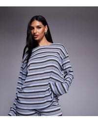 Kaiia - Exclusive Ribbed Knit Oversized Long Sleeve T-shirt Co-ord - Lyst