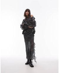 TOPSHOP - Sheer Panel Bias Maxi Skirt With Ruffle - Lyst