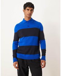 ASOS - Relaxed Knitted Long Sleeve Stripe Polo T-shirt - Lyst