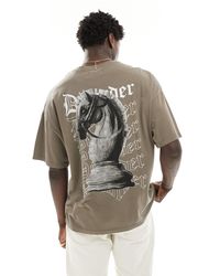 ADPT - Camiseta extragrande con lavado marrón y estampado - Lyst