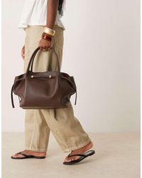 ASOS - Borsa Shopping Morbida Color Cioccolato Con Cintura - Lyst