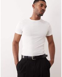 ASOS - Basic Muscle Fit Geribbeld T-Shirt - Lyst