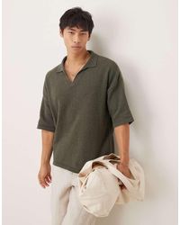 ASOS - Relaxed Fit Textured Knitted Notch Neck Polo - Lyst