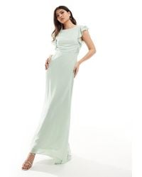 TFNC London - Bridesmaid Chiffon Twist Back Maxi Dress With Flutter Sleeve - Lyst