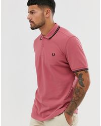 Fred Perry Polo Met Dubbel Streepje In Rood/zwart