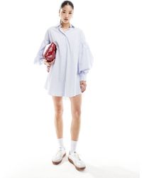 ASOS - Boyfriend Shirt Mini Dress With Blouson Sleeve - Lyst