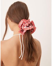 ASOS - Gingham Plaid Laye Scrunchie With Frill Detail - Lyst