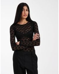 ASOS - – langärmliger body aus transparenter spitze - Lyst