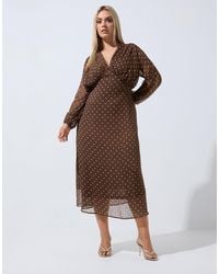 Yours Clothing - Polka Dot Tie Chiffon Midi Dress - Lyst