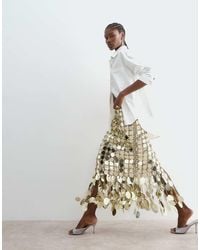 ARRANGE - Futurist Sequin Fringe Hem Midi Skirt - Lyst