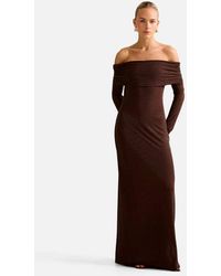 Forever New - Slinky Hotfix Fold Over Bardot Maxi Dress - Lyst