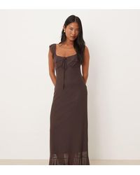 ASOS - Vestido Midi Con Volante En Los Tirantes Y La Parte Delantera De Asos Design Petite - Lyst