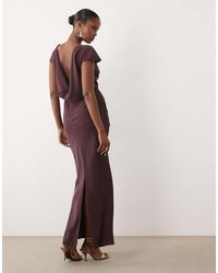 ASOS - High Neck Draped Shoulders Maxi Dress With Cowl Back - Lyst