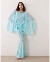 I.AM.GIA - Elaria Extreme Cape Sleeve Low Back Drape Detail Maxi Dress - Lyst