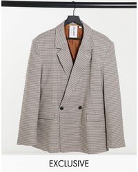 Collusion Unisex - Oversized Dad Blazer Met Double Breasted Sluiting - Bruin