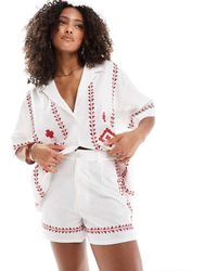 ASOS - Embroidered Shorts Co-ord - Lyst