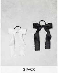 Pieces - Crinckle 2 Pack Hair Bands With Bow Detail - Lyst