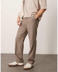 ASOS - Nette Broek Van Wolmix Met Rechte Pijpen, Hoge Taille En Ruitprint - Lyst