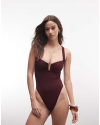 ASOS - Fuller Bust Rory Spliced Rib V Wire Swimsuit - Lyst