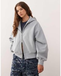 Weekday - Sudadera Jaspeado Extragrande Con Capucha Y Cremallera De Punto Liso Grueso Y Suave De - Lyst