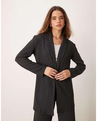 Jdy - Americana Oscuro De Corte Alargado Con Raya Diplomática De - Lyst
