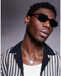 ASOS - Gafas De Sol Negras Con Montura Cuadrada Retro Y Lentes Ahumadas De - Lyst