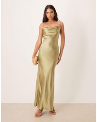 Pretty Lavish - Bridesmaid Keisha Satin Cowl Neck Maxi Dress - Lyst