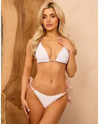 Wolf & Whistle - X Isabella Whittingham Side Tie Bikini Bottoms With Leopard Contrast Straps - Lyst