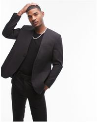 TOPMAN - Ribbed Collarless Oversized Suit Jacket - Lyst