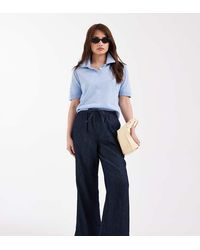 New Look - Wide Leg Chambray Denim Pants - Lyst