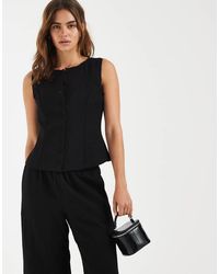 Aware - Textured Waistcoat With Lace Trim Detail Co-ord - Lyst
