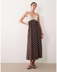 Abercrombie & Fitch - V Neck Flowy Maxi Dress With Built - Lyst
