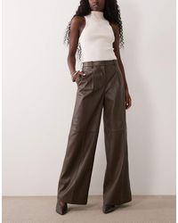 Mango - Faux Leather Straight Pants - Lyst