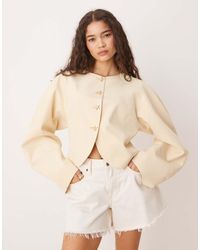 ASOS - Blazer Accollato Color Latticello Con Maniche Cocoon E Bottoni A Forma Di Stella Marina Dorati - Lyst