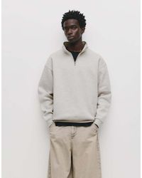 Pull&Bear - Basic Sweatshirt Met Kwartrits - Lyst